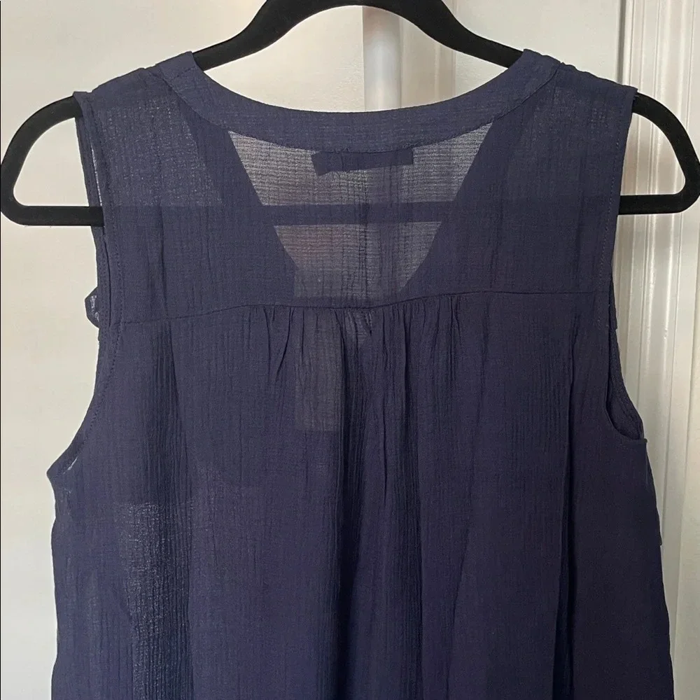 Doe & Rae Navy Sleeveless Ruffle Blouse - Picture 4 of 4